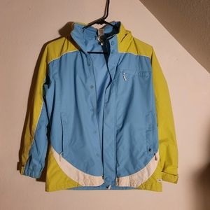 Rei green and blue rain jacket size 10/12